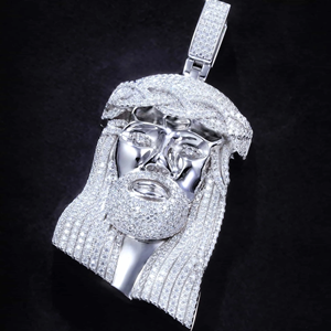 Collar con colgante de Jesús de plata y moissanita en tono blanco, estilo hip hop, joyería llamativa, amuleto de moda de lujo, gran joya religiosa - Product Image 3