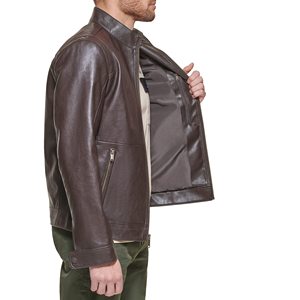 Men's Trendy Waterproof <b>Trucker</b> <b>Jacket</b> Rugged Denim Style with Polyester Wadding Breathable Genuine Leather <b>jacket</b> for men - Product Image 3