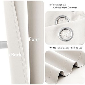 Tende Oscuranti Termoisolanti Avorio da 63 Pollici, 2 Pannelli con Occhielli Solidi per Camera da Letto e Soggiorno, Tende Oscuranti per Ambienti - Product Image 4
