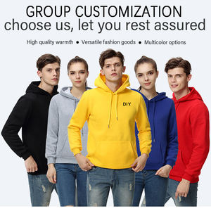 Sweat-shirt à capuche pour homme avec logo personnalisé, 100% coton French Terry, couleur unie, pull décontracté avec poche avant, coupe classique - Product Image 3