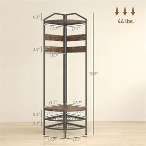 Étagère d'angle avec armoire à chaussures à suspendre sur la porte et porte-vêtements, solution de rangement multifonctionnelle - Product Image 6