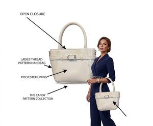 Bolso de Mano para Mujer Wriza con Diseño de Patrón de Caramelo, Cierre Abierto, Diseño de Hilo, Bolso de Hombro con Forro de Poliéster, Bolso Tote de Moda de Lujo - Product Image 2