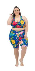 Shorts Activewear pour Femme à Taille Basse avec Cordon de Serrage, Imprimé Floral, en Tricot Spandex, Coupe Classique, Séchage Rapide - Product Image 1