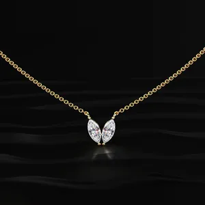 Collar de Diamantes Cultivados en Laboratorio con Forma de Marquesa de la Mejor Calidad, Cadena de Diamantes, Collar Solitario, Joyería de Lujo, Regalos con Certificación D-E VVS-VS - Product Image 1