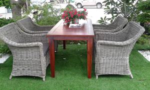 PRCF-016 Luxury <b>Outdoor</b> Poly Rattan Dining Set with Cushions Patio <b>Furniture</b> - Product Image 4