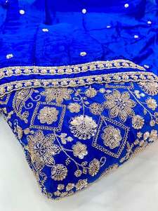 Tela de Lujo con Bordado de Cuentas, Diseño Artesanal con Patrón de Cuentas, Vestido de Novia, Saree, Dupatta, Material Textil Premium - Product Image 3
