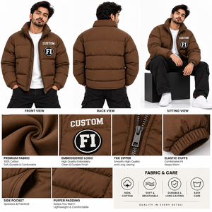 Chaqueta de Invierno Personalizada para Hombre, Chaquetas Acolchadas de Marca Privada, Abrigo Casual Cálido con Relleno de Burbujas, Proveedor de Moda en EE. UU. - Product Image 5