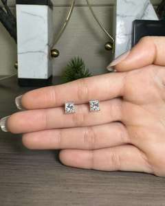 ต่างหูแบบติดหูทรง Asscher หรูหรา ทอง 14K รับรองคุณภาพ เครื่องประดับชั้นดีสำหรับเจ้าสาว ของขวัญวันครบรอบ ขายส่ง - Product Image 3