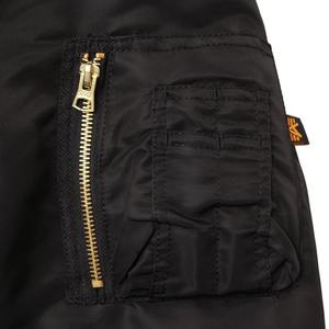 Blouson bomber noir pour homme avec doublure orange, fermeture éclair, poches avant, vêtement d'extérieur décontracté coupe-vent, idéal pour l'automne - Product Image 4