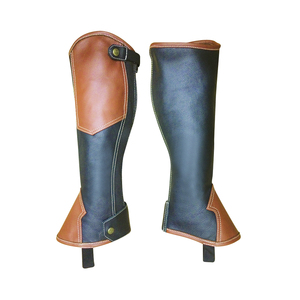 Chaparreras de equitación negras y marrones de cuero auténtico para hombre y mujer, equipo de cuero genuino en oferta, logotipo y diseño personalizados - Product Image 1