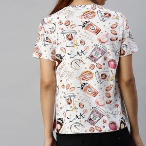 Fabricante directo India Camiseta de algodón de alta calidad para mujer All-Over Printed Character Jersey de punto de manga corta Casual - Product Image 6