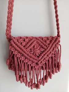 Sac bandoulière en macramé fait main avec pompons, style bohème, décoration intérieure - Product Image 5