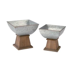 Accesorio de mesa de frutero ecológico de diseño moderno con Base de madera Pieza decorativa galvanizada para el hogar y las fiestas - Product Image 1