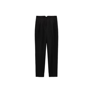 Pantalon crayon taille haute longueur cheville pour femme, couleur unie, style minimaliste, devant plat, fermeture éclair, tissu peigné anti-plis - Product Image 2