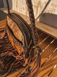 Premium Genuine Leather Fringe Handbag for Women – Vintage Boho Style Shoulder <b>Bag</b> with Tassels & <b>Studded</b> Detail - Product Image 4