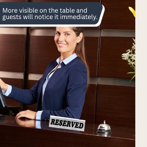 Panneau de signalisation de table réservée en acier inoxydable double face gravé au laser avec logo personnalisé, modèle SKI, pour restaurants, hôtels et bureaux - Collection 2024 à prix abordable - Product Image 3