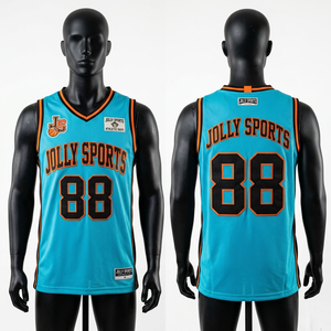 basketball jersey streetwear style breathable mesh sports tank athletic fit 100% cotton T-shirt for men loose fit printed - Product Image 2