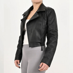 Women's Genuine <b>Sheepskin</b> wholesale Leather <b>Jacket</b> with crop length OEM Wholesale Fashion Popular Leather <b>Jackets</b> for Women - Product Image 3