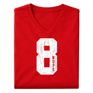 Camiseta con Cuello en V Kappa Alpha Psi Número 8, Roja, Ropa de Fraternidad Griega con Gráfico Audaz, Comodidad Premium y Ajuste Elegante - Product Image 6