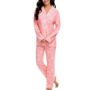 Pyjama moderne en coton pour femme, ensemble 2 pièces en jersey doux, respirant, séchage rapide, fermeture à cordon, tenue de nuit printemps-été - Product Image 6