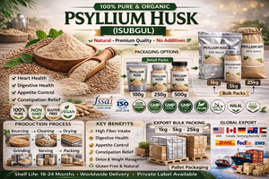 WARRLY Cáscara de Psyllium Natural, Fibra Soluble Isabgol 100% Natural Sin Gluten, a Granel, Marca Privada, Calidad de Exportación, Un Año de Duración - Product Image 4