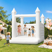 Château gonflable commercial blanc avec garantie de 3 ans, certifié EN71/CE, PVC personnalisé pour mariages, anniversaires, événements
