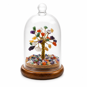 Árbol de Cristal con Cúpula de Vidrio y Piedras Preciosas Naturales de los 7 Chakras, Árbol de la Vida Hecho a Mano, Decoración para el Hogar, Regalo de Deseo y Amor, Precio al por Mayor - Product Image 1