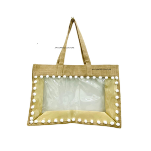 Sacs en jute de haute qualité conçus pour les fêtes sur la plage, dotés d'une grande capacité, de motifs personnalisés et d'un style cabas transparent. - Product Image 4