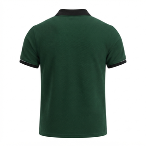 Camiseta de Golf Personalizada para Hombre, Verde, Manga Corta, Poliéster, Antiarrugas, Estilo Casual Elegante, Cuello y Puños Negros, Ropa Deportiva, Estilo Business - Product Image 4
