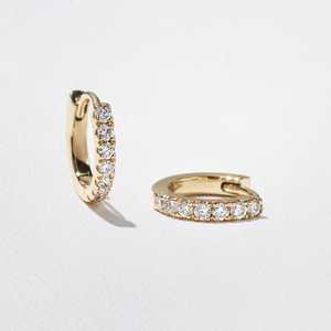 Diamond <b>Hoop</b> <b>Earrings</b> 14K 18K <b>Solid</b> Gold Round Cut Lab Grown Minimalist Modern Chunky Classic Everyday Wear Fine Jewelry Huggies - Product Image 5