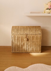 Artisanal Rattan <b>Storage</b> Box Rectangular Woven Organizer <b>Chest</b> Natural Eco-Friendly Rustic Style For Kids And Nursery Room Decor - Product Image 3