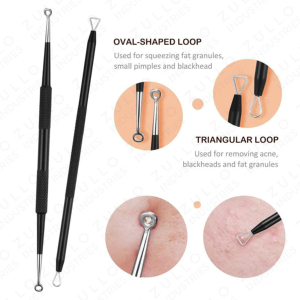 Extracteur professionnel de points noirs et de comédons en acier inoxydable pour soins de beauté et personnels - Product Image 1