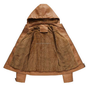 Veste en cuir moto élégante et élégante à capuche marron pour femmes Respirante Imperméable Durable Confort Doublure en sherpa Fermeture éclair Longue - Product Image 3