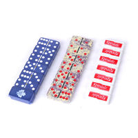 Ensemble de dominos double 6 en résine, effet marbre coloré, dominos en mélamine, spinner doré, logo personnalisé, vente en gros, divertissement