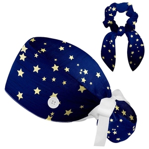 Casquette chirurgicale en coton à motifs colorés, nœud violet, unisexe, accessoire d'uniforme hospitalier, tissu tissé, détection d'aiguilles, sans couture - Product Image 2