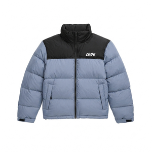 Veste d'hiver unisexe matelassée à col montant, fermeture éclair sur le devant, logo brodé personnalisé, style décontracté, OEM ODM, imperméable, à capuche, épaisse et chauffante - Product Image 1