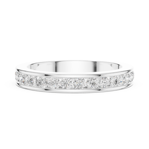 Bague éternité classique de luxe en or blanc 10 carats avec diamants de laboratoire et plaqué rhodium - Product Image 1