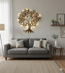 Durable Attractive Metal Big <b>Tree</b> Wall Art with <b>LED</b> <b>Light</b> Handcrafted Iron Wall Hanging for Living Room Bedroom Hall Office - Product Image 6