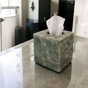 Boîte à mouchoirs de qualité supérieure avec logo personnalisé, effet fumé, en marbre vert naturel, porte-serviettes pour usage domestique, taille personnalisée - Product Image 3