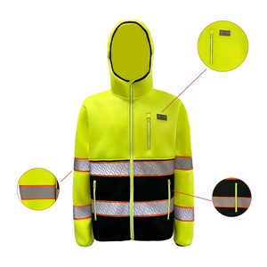 Chaqueta con Capucha de Seguridad Clase 2 para Trabajadores, Precio Bajo, Cantidad Mínima de Pedido Pequeña, Reflectante, Impermeable, de Poliéster y Forro Polar, Alta Visibilidad - Product Image 5