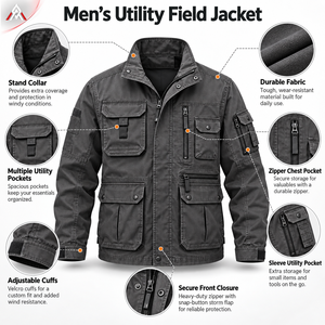 Versatile <b>Men</b>’s Utility <b>Field</b> <b>Jacket</b> Featuring Comfortable Material Functional Storage And Relaxed Styling <b>For</b> Daily Outfits - Product Image 6