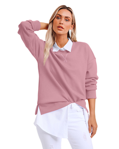 Sweat-shirt à capuche oversize en coton biologique infroissable, tissé, à manches classiques, avec col blanc, couleur unie, décontracté, hiver - Product Image 1