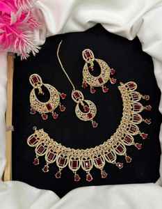 Collier choker double couche multicolore naturel, bijoux de mariage indiens, collier Bollywood avec boucles d'oreilles, haute qualité, style 2026, nouveauté - Product Image 2