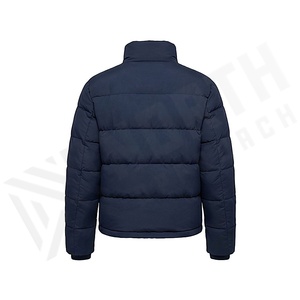 Veste matelassée pour femme, hiver, col montant, manches longues, coupe-vent, rembourrage en polyester, couleur unie, longueur courte, fermeture éclair - Product Image 2