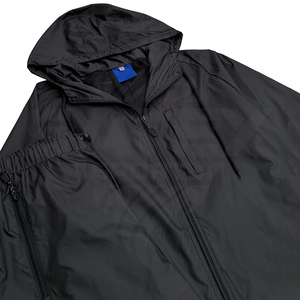 OEM High Quality Wind Breaker Polyester Nylon Tracksuit <b>Black</b> <b>Windbreaker</b> Set - Product Image 5