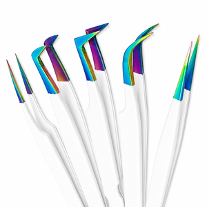 Luxury <b>White</b> Volume Eyelash Tweezers with Slanted Tip Stainless Steel Eco-Friendly & Durable for Eyebrow Use - Product Image 4