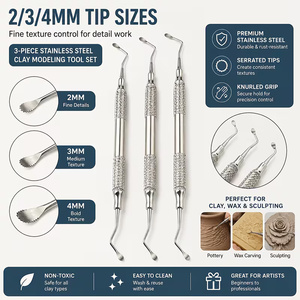 Ensemble de curettes osseuses dentaires Lucas dentelées 3 mm, 4 mm, 5 mm, instruments chirurgicaux dentaires - Product Image 2