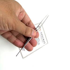 Pinzas para Extensión de Pestañas, Delgadas y Rectas, con Mango de Patrón de Diamante, Logotipo Personalizado, Punta Fina de Precisión Plateada - Product Image 2