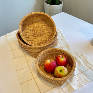 Custom Design High Quality Rattan <b>Basket</b> With Handle For Daily Storage Needs Handmade Natural Rattan <b>Basket</b> For Kitchen <b>Bathroom</b> - Product Image 1