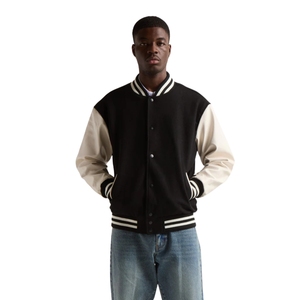 Chaqueta Varsity para Hombre, Azul y Blanca, Estilo Letterman, Chaqueta de Béisbol con Botones a Presión, Ropa Urbana de Lana, Venta al Por Mayor - Product Image 4